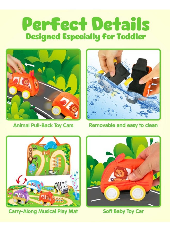 Vanmor Soft Push Cars For Toddlers 1-3 - Pull-Back Vehicles With Animal Playmat, Musical Learning Cars For 1 Year Old, Fine Motor Skills Toys, Birthday Gift For Boys And Girls 1-3 Years - Image 5