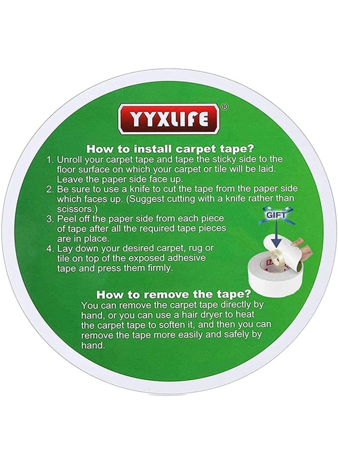 YYXLIFE - Double Sided Carpet Tape For Area Rugs Carpet Adhesive Removable Multi Purpose Rug Tape Cloth For Hardwood Floors Outdoor Rugs Carpets Heavy Duty Sticky Tape 2 Inch X 10 Yards White - Image 1