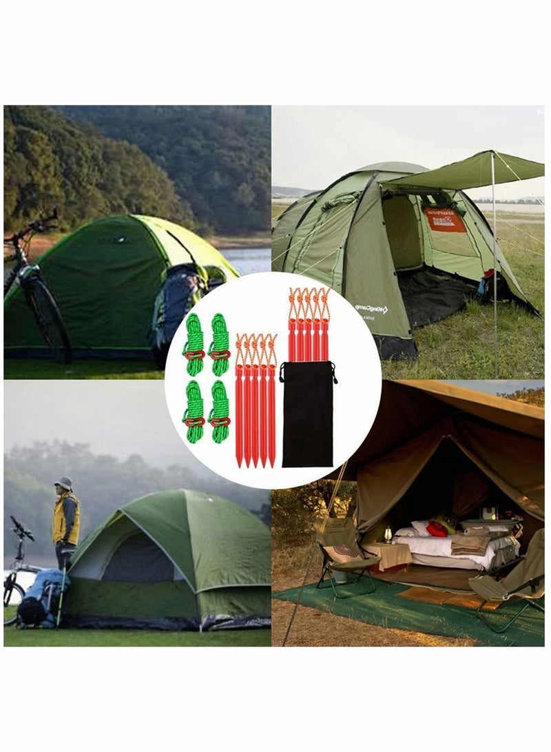 SYOSI Aluminum Tent Stakes Pegs 10 Pack 7inch Outdoor Camping Stake and 4PC 4mm Reflective Guy Lines with Cord Adjustment Pouch Heavy Duty Lightweight - Image 2