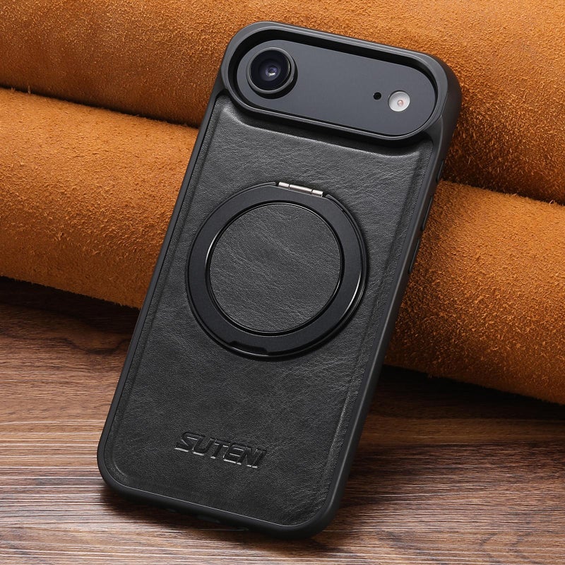 Suteni For Iphone Air G3 Oil Wax 360 Rotation Holder Magsafe Back Phone Case(Black) - Image 2