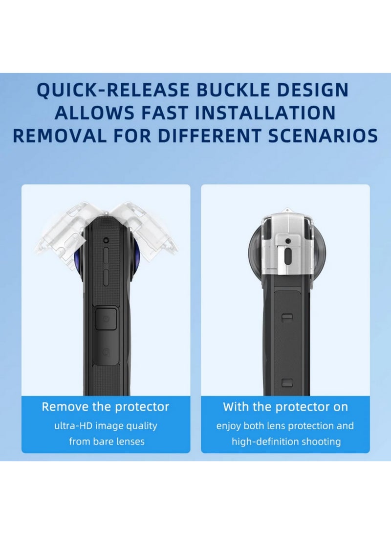 1PCS For Insta360 X5 Lens Guard Protective Case High Toughness Anti Fog Quick Release Shell with Ventilation Holes for Panoramic Shooting HD Clear Transparent Cover - Image 2