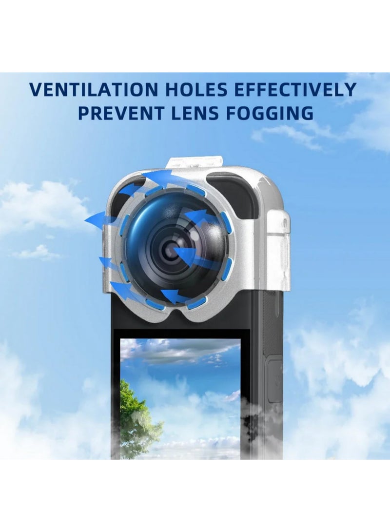 1PCS For Insta360 X5 Lens Guard Protective Case High Toughness Anti Fog Quick Release Shell with Ventilation Holes for Panoramic Shooting HD Clear Transparent Cover - Image 3