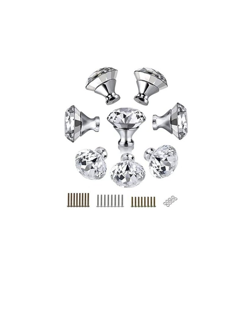 ROBUSTLINE Crystal Clear Glass Diamond Shape Drawer Knob - 8 Pcs, 30mm | Drawer Pull Handle for Cabinet, Drawer, Cupboard, Wardrobe | Home Decoration Knob - Image 1