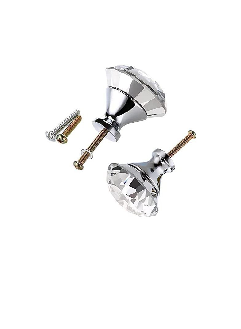 ROBUSTLINE Crystal Clear Glass Diamond Shape Drawer Knob - 8 Pcs, 30mm | Drawer Pull Handle for Cabinet, Drawer, Cupboard, Wardrobe | Home Decoration Knob - Image 2