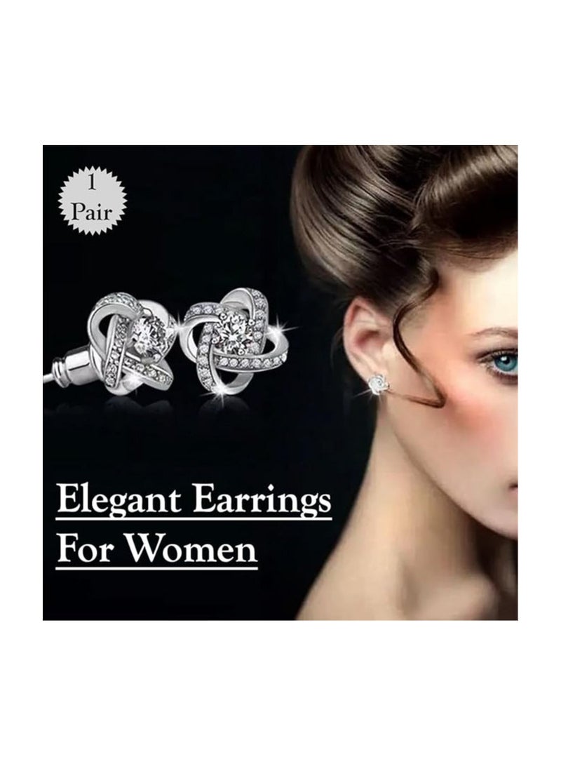 استريكو أقراط نسائية على شكل دوامة مطلية بالفضة الإسترلينية عيار 925 مرصعة بالزركون والكريستال على شكل دائري للنساء - Image 5