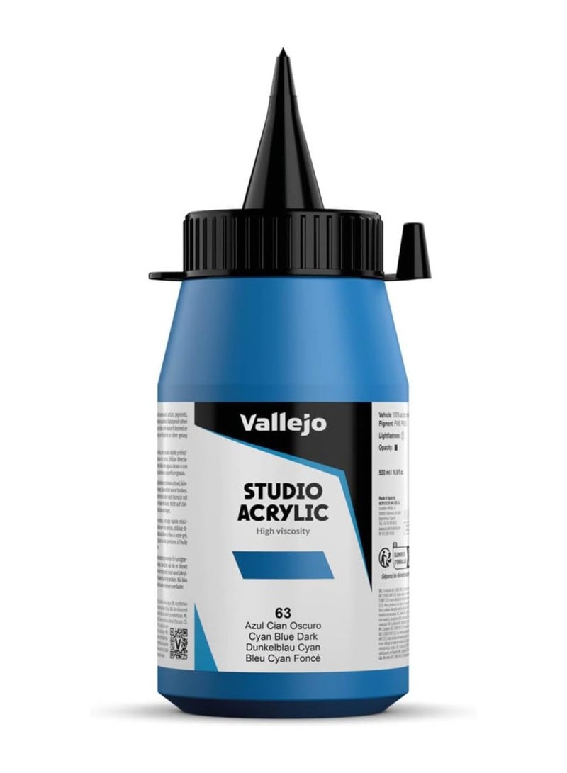 فاليجو طلاء أكريليك ستوديو أزرق سماوي داكن 500 مل - أزرق سماوي داكن للفنانين - (23063) - Image 1