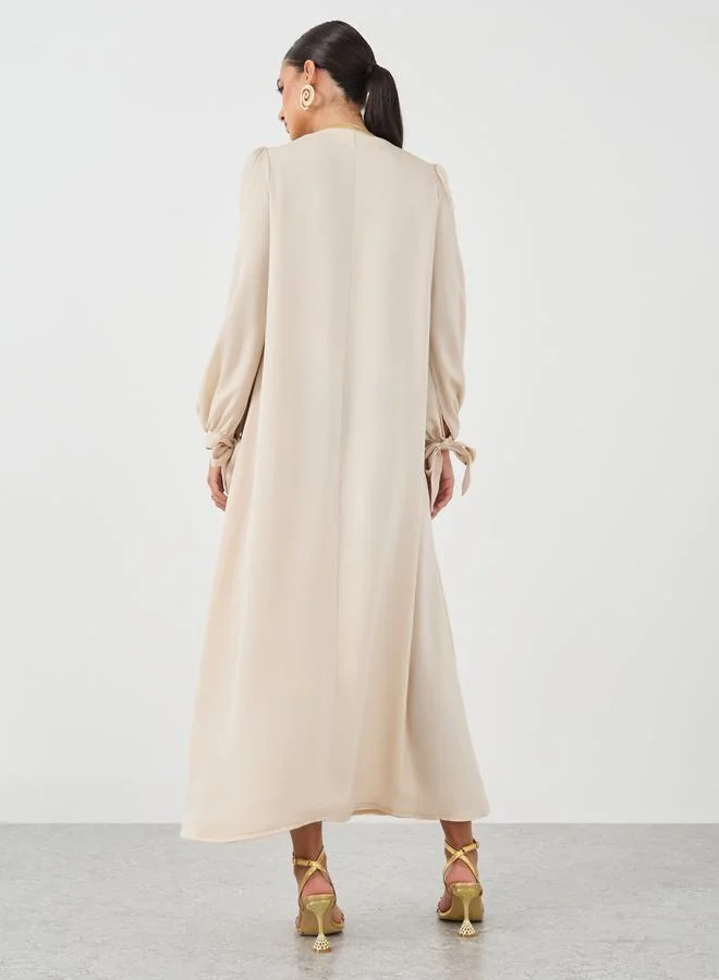 Take Two Take Two Embroidery Detail A-Line Maxi Dress with Tassel Detail