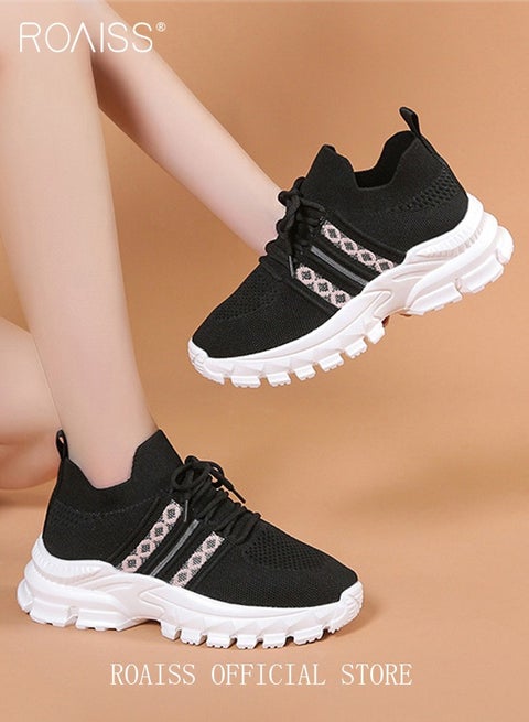 Women's Thick Sole Sneakers Women's Mesh Dad Shoes Women's Athlesiure Shoes Hollow Casual Shoes