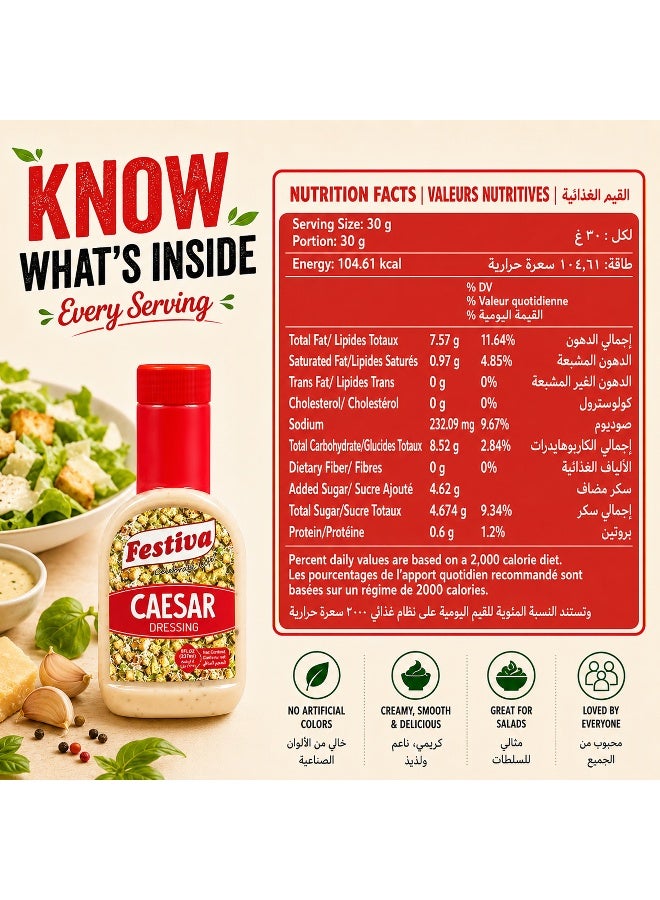 Festiva Caesar Dressing 237ml - Creamy Salad Dressing and Sandwich Spread for Burgers, Wraps and Snacks - Dip and Dressing Sauce - Image 1