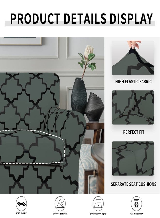 Easy-Going - 4 Pieces Soft Stretch Sofa Cover Pet Damage Protector Couch Cover Washable Sofa Cover with 3 Separate Cushions Elastic Furniture Protector for Pets Kids (Sofa, Quatrefoil, Grey) - Image 3