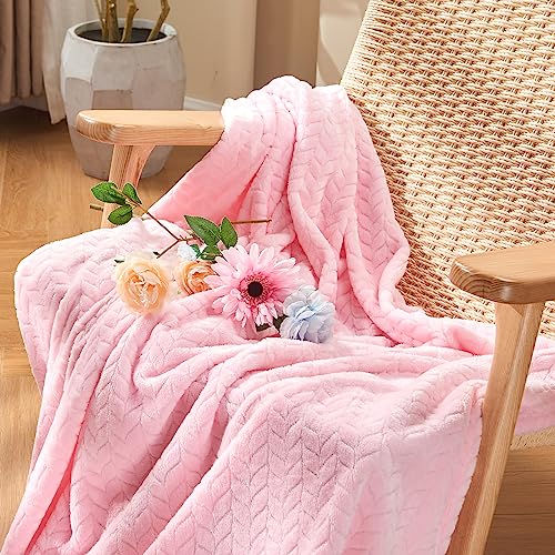 inhand Super Soft Pink Cute Throw Blanket, Cozy Plush Fleece Blanket Throw Size, Washable Lightweight Flannel Blankets Throw for All Season(50”x60”, Baby Pink) - Image 2