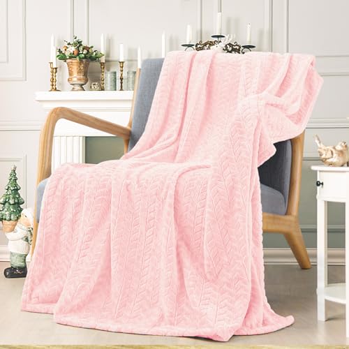 inhand Super Soft Pink Cute Throw Blanket, Cozy Plush Fleece Blanket Throw Size, Washable Lightweight Flannel Blankets Throw for All Season(50”x60”, Baby Pink) - Image 1
