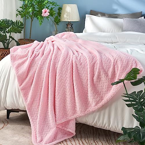 inhand Super Soft Pink Cute Throw Blanket, Cozy Plush Fleece Blanket Throw Size, Washable Lightweight Flannel Blankets Throw for All Season(50”x60”, Baby Pink) - Image 3