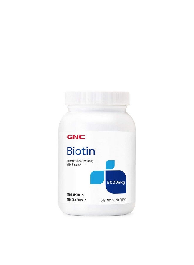 GNC Biotin 5000mcg Supplement, Supports Healthy Hair, Skin and Nails, 120 Servings - Image 1