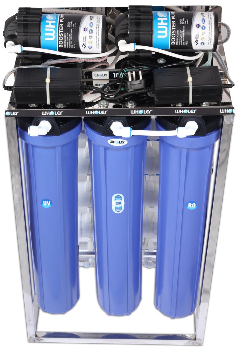 WHOLER 100 LPH Commercial RO Water Purifier System - Fully Automatic Stainless Steel Plant with High-Pressure Sensor (HPS), TDS Adjuster & UV Filtration-Ideal for Water Coolers, Offices, and Factories - Image 2