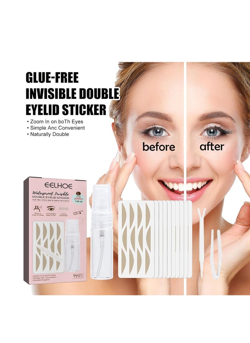 Ultra Invisible Double Eyelid Tape Stickers, Both Side Sticky Instant Eye Lid Lift Strips - Perfect for Hooded Droopy Uneven or Mono-eyelids, Waterproof Pack of 120 L - Image 3