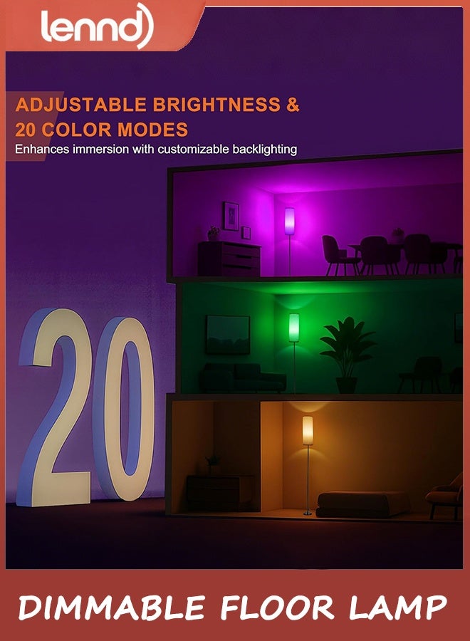 لينند مصابيح أرضية LENND لغرفة المعيشة، قابلة للتعتيم بثلاثة ألوان، مصباح أرضي عصري بزاوية مع جهاز تحكم عن بعد، مصابيح LED طويلة قائمة لغرفة الأطفال وغرفة النوم، مفتاح قدم، ظل بيج، مصباح ذكي 9 وات - Image 4
