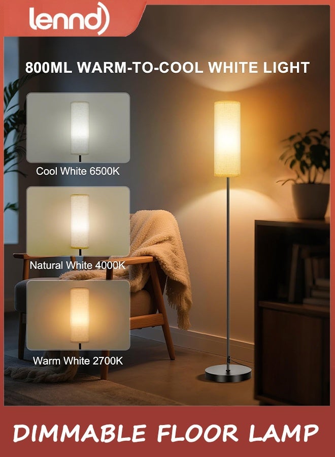 لينند مصابيح أرضية LENND لغرفة المعيشة، قابلة للتعتيم بثلاثة ألوان، مصباح أرضي عصري بزاوية مع جهاز تحكم عن بعد، مصابيح LED طويلة قائمة لغرفة الأطفال وغرفة النوم، مفتاح قدم، ظل بيج، مصباح ذكي 9 وات - Image 3