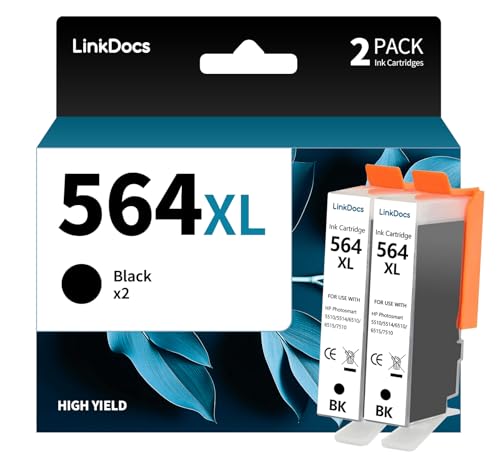 LinkDocs Compatible Ink Cartridge Replacement for HP 564XL 564 XL Ink Cartridge for use in DeskJet 3520 3522 Officejet 4620 Photosmart 5520 6510 7520 7525 Printer (2 Pack, Black) - Image 1