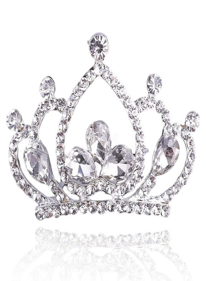يان مشط يان تاجا مرصع بأحجار الراين، تاج فضي للنساء - Image 1