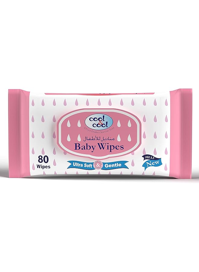 مناديل مبللة للأطفال 80 منديلًا خاليًا من الكحول والبارابين وفيتامين E والصبار فائق النعومة واللطف للبشرة الحساسة - Image 1