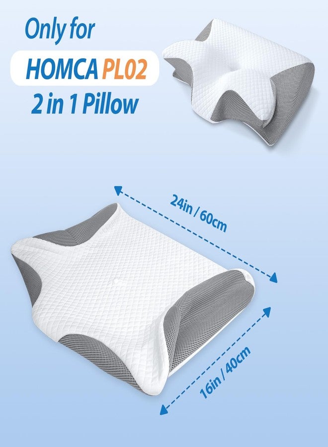 HOMCA Memory Foam Cervical Pillow Cover - Hypoallergenic Contour Orthopedic Pillow Case, 1Pack, Grey (Suitable for Pillow Model: PL02) - Image 2