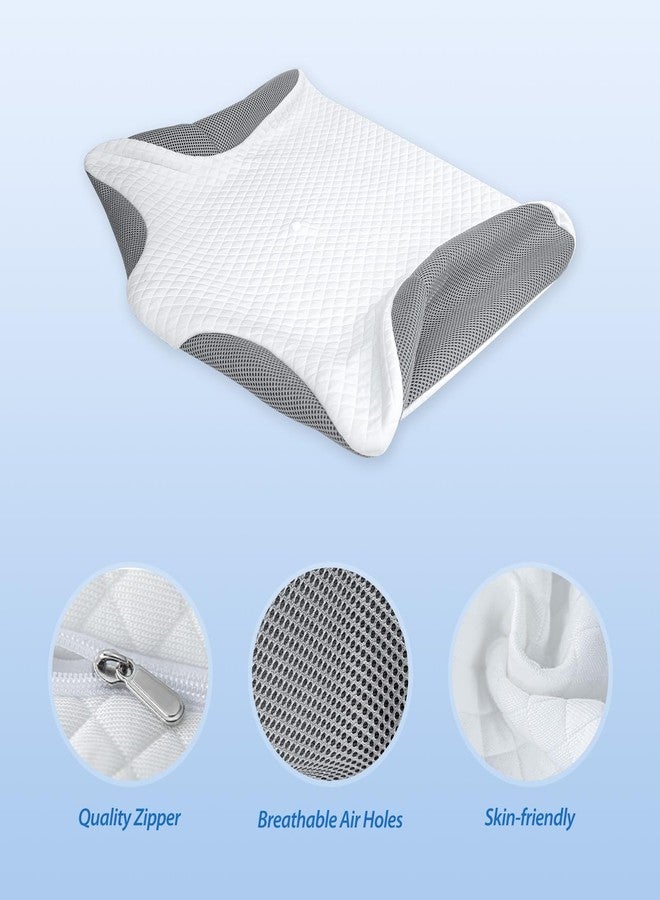 HOMCA Memory Foam Cervical Pillow Cover - Hypoallergenic Contour Orthopedic Pillow Case, 1Pack, Grey (Suitable for Pillow Model: PL02) - Image 3