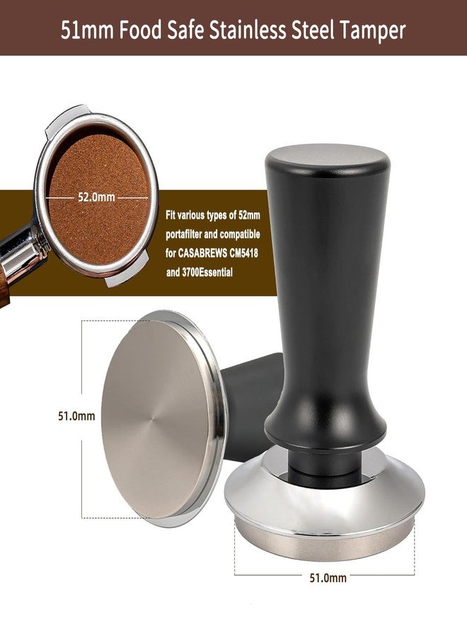 fogkay 51mm Espresso Tamper, Premium Calibrated 30lb Spring Loaded Tamper Compatible for CASABREWS CM5418, 3700Essential, De'Longhi EC260 and 51mm Portafilter, 100% Stainless Steel Coffee Tamper, Black - Image 2