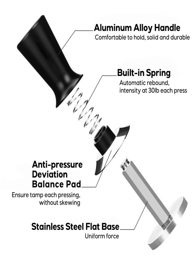 fogkay 51mm Espresso Tamper, Premium Calibrated 30lb Spring Loaded Tamper Compatible for CASABREWS CM5418, 3700Essential, De'Longhi EC260 and 51mm Portafilter, 100% Stainless Steel Coffee Tamper, Black - Image 5