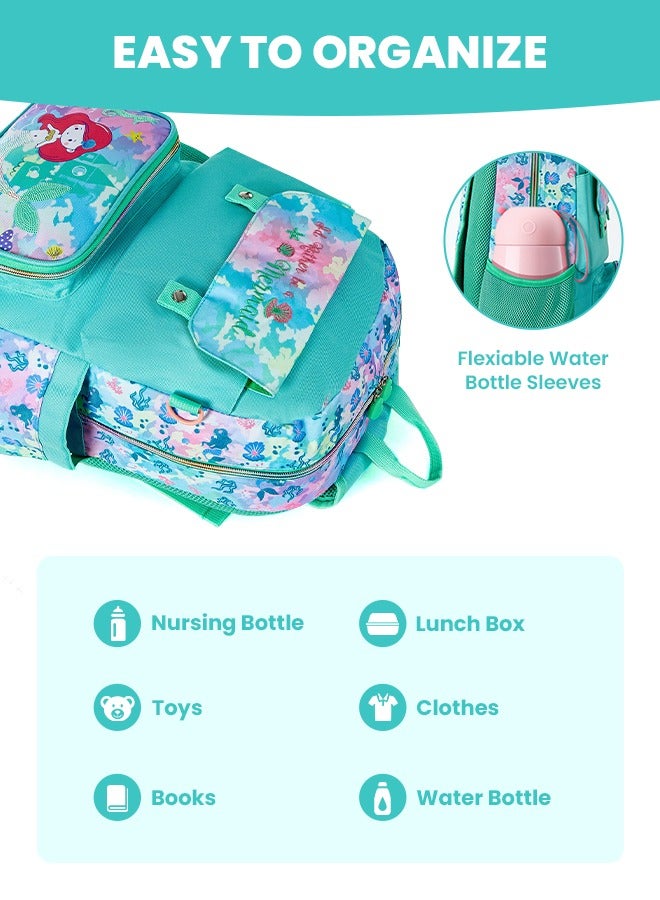 hibobi Children's School Bag for Girls Mermaid Waterproof Backpacks Child Kids Shoulder Bag Satchel Knapsack, Green  - Image 3
