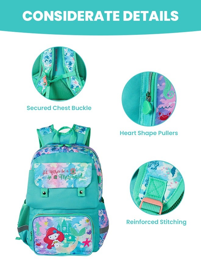 hibobi Children's School Bag for Girls Mermaid Waterproof Backpacks Child Kids Shoulder Bag Satchel Knapsack, Green  - Image 4