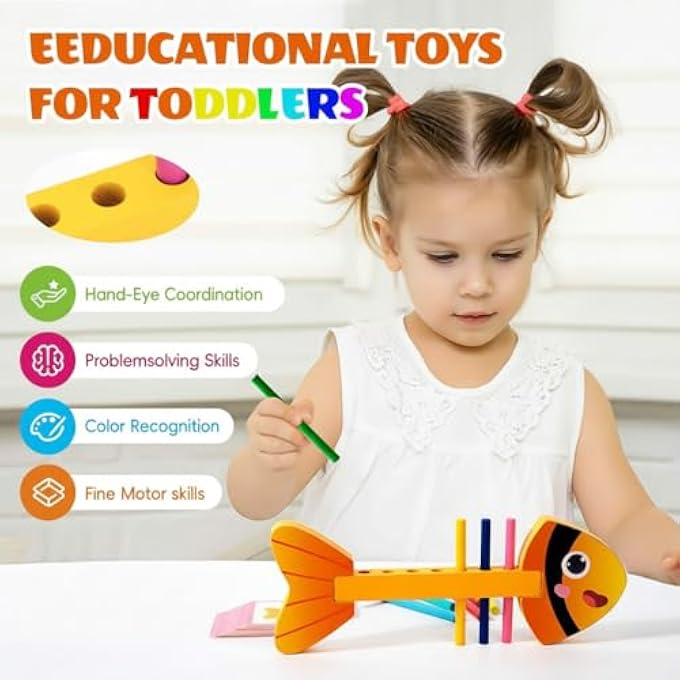 WOODEN COLOR SORTING TOYS FOR TODDLERS 3+ YEARS, LEARNING TOY, SENSORY MATCHING GAME FOR COGNITIVE DEVELOPMENT, FINE MOTOR SKILLS EDUCATION GIFT FOR BOYS AND GIRLS - Image 3