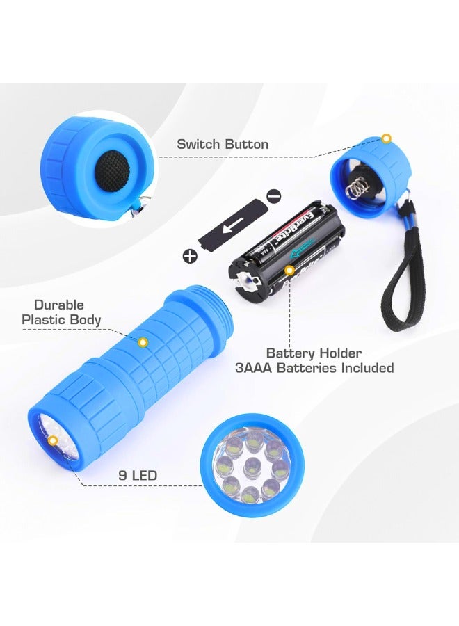 Chase Up 9-LED Flashlight 6-Pack Compact Handheld Torch Assorted Colors with Lanyard 3AAA Battery Included (Hurricane Supplies, Camping), Gift to Halloween, Christmas - Image 2