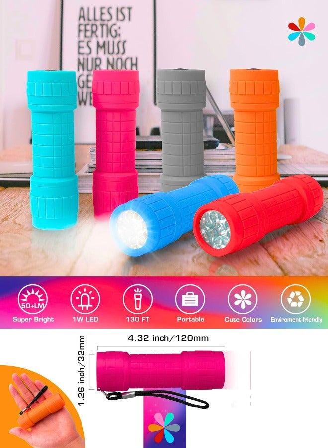 Chase Up 9-LED Flashlight 6-Pack Compact Handheld Torch Assorted Colors with Lanyard 3AAA Battery Included (Hurricane Supplies, Camping), Gift to Halloween, Christmas - Image 3
