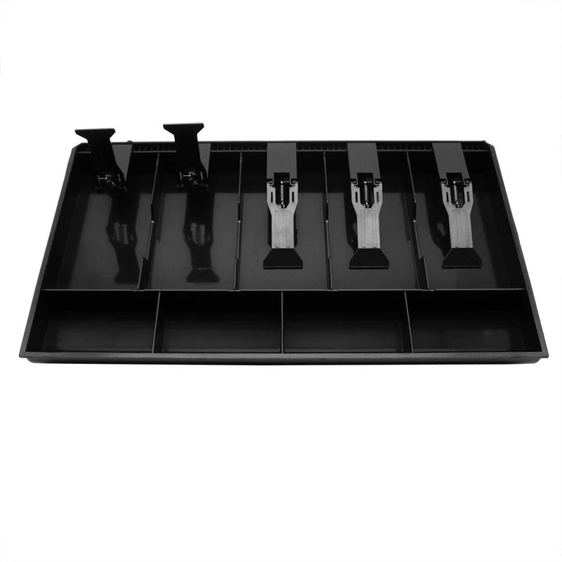 HaRvic HaRvic Plastic cash drawer organizer tray cashier drawer box with coin slot bill counter cash box with 5 Bills 4 Coins for Petty Cash Money Storage Box 5 Slot Case Drawer  - Image 3