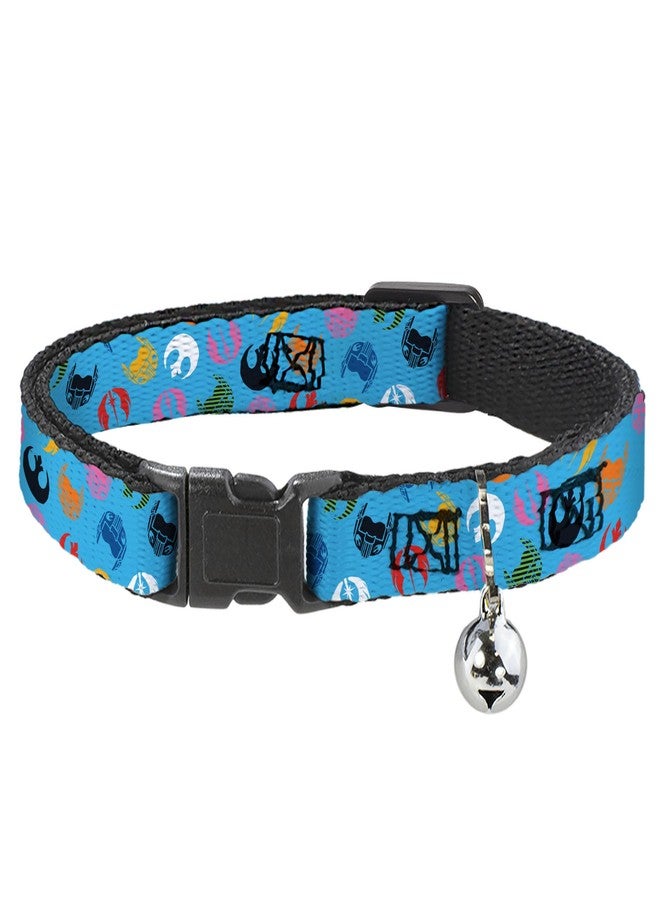 Buckle Down Star Wars Breakaway Cat Collar with Bell, Plastic Clip, Easy Adjustable, Star Wars Jedi Order and Rebel Alliance Icons Scattered, 8.5 to 12 Inches 0.5 Inch Wide - Image 1