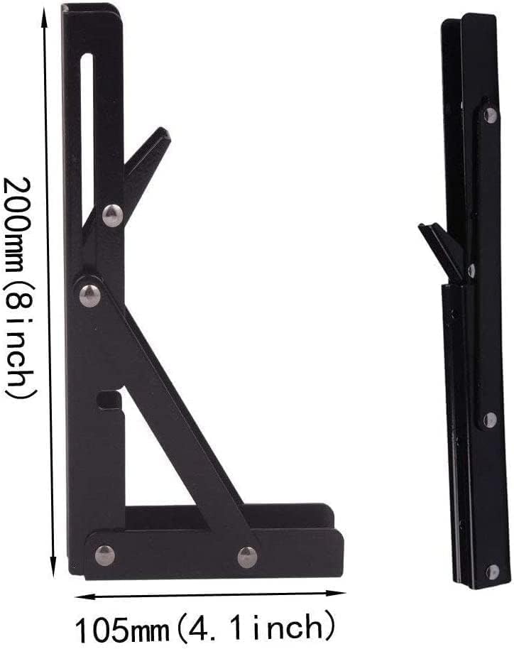 Kuruji Folding Shelf Brackets Heavy Duty Metal Collapsible Shelf for Bench Table Shelf Hinge Wall Mounted Space Saving Max 30 cm - Image 3