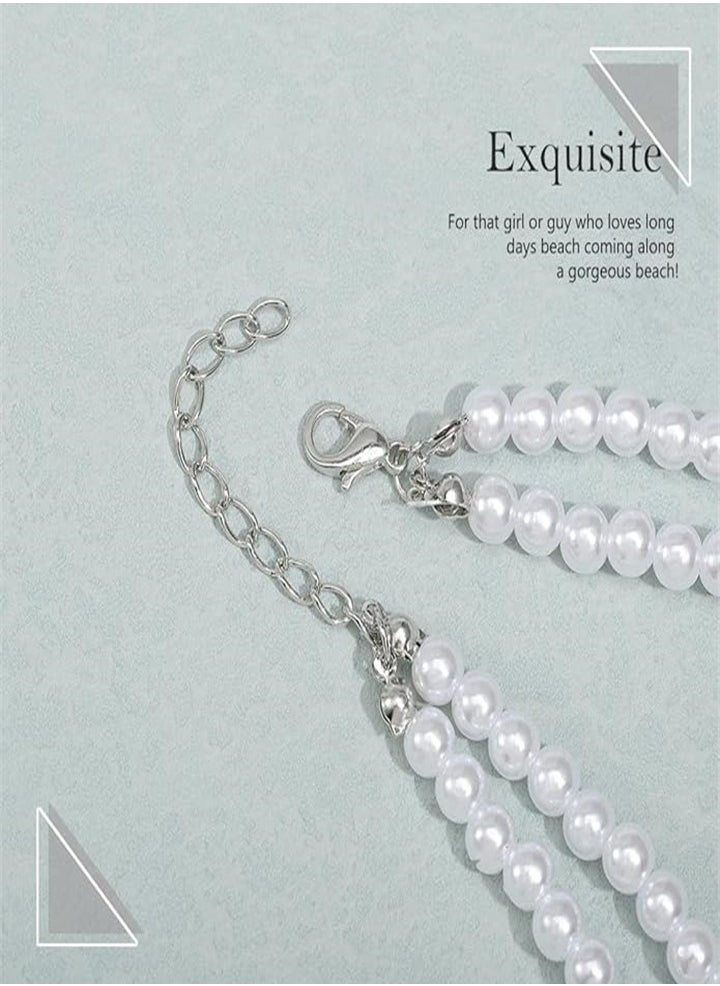 واي أن دي - new beautiful and elegant Pearl necklace earrings set, bridal Pearl jewelry set Crystal multi-layer necklace jewelry accessories for women and bride, pearls - Image 1