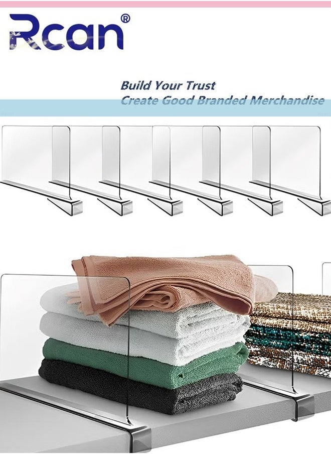 Rcan 6 Pack Acrylic Shelf Dividers Clear Shelf Divider For Closet Organization 8 Inches Tall Purse Organizer For Closet Perfect For Sweater Shirts Handbags In Bedroom And Kitchen  - Image 1