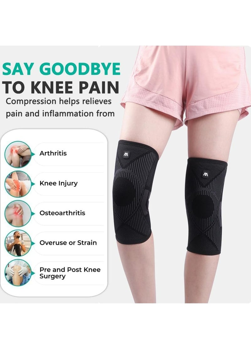 Loquat 2 Pack Black Knee Braces for Knee Pain Women and Men, Knee Support for gym running Knee Pain - Image 4