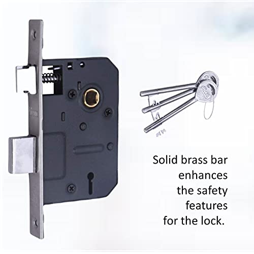 Atom Heavy Duty Mortise Door Lock for Bedroom, Living Room, Main Door, Silver Satin Finish | 3 Keys | 6 Lever Double Stage Lockset for House Hotel Office(802KY) - Image 5