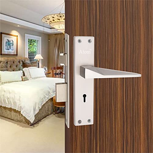 Atom Heavy Duty Mortise Door Lock for Bedroom, Living Room, Main Door, Silver Satin Finish | 3 Keys | 6 Lever Double Stage Lockset for House Hotel Office(802KY) - Image 1