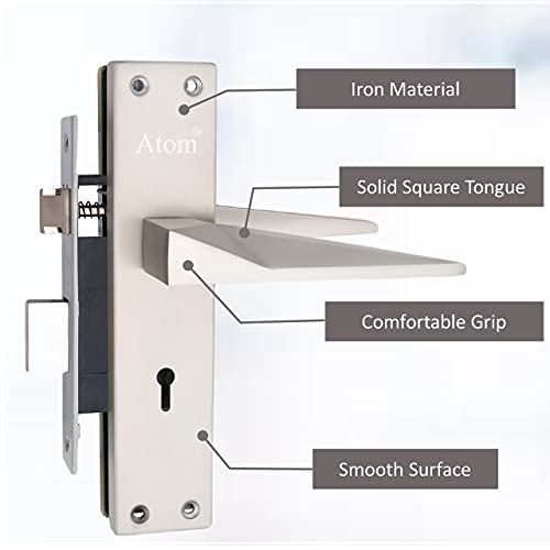 Atom Heavy Duty Mortise Door Lock for Bedroom, Living Room, Main Door, Silver Satin Finish | 3 Keys | 6 Lever Double Stage Lockset for House Hotel Office(802KY) - Image 4