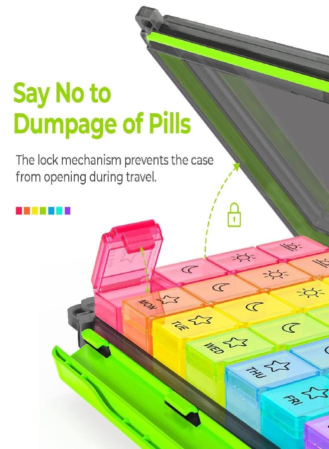 AUV0N AUVON iMedassist Moisture-Proof Weekly Pill Organizer 4 Times a Day, Large 7 Day Pill Box Portable for Travel with Removable Individual Pill Containers to Hold Vitamins, Supplements and Medication - Image 4