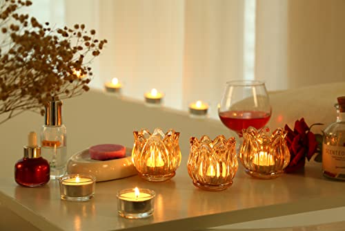 GOLDEAL 12Pcs Gold Votive Candle Holders, Thick Glass Tea Light Candle Holder Bulk, Tealight Candle Jars for Wedding Table Decor, Party Supplies, Bridal Shower Decorations, Centerpieces for Tables - Image 5