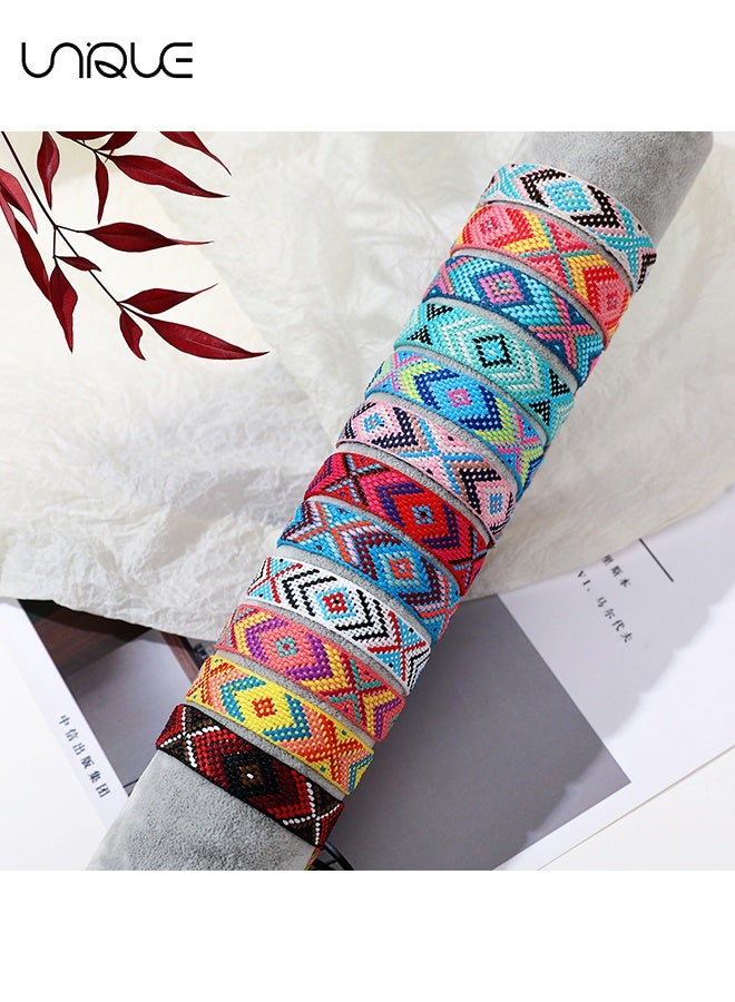 يونيك 12 قطعة أساور صداقة نيبالية محبوكة قابلة للتعديل - أساور مضفرة مصنوعة من خيوط القطن الملونة مع إغلاق بعقدة منزلقة للنساء والبنات والأطفال - Image 5