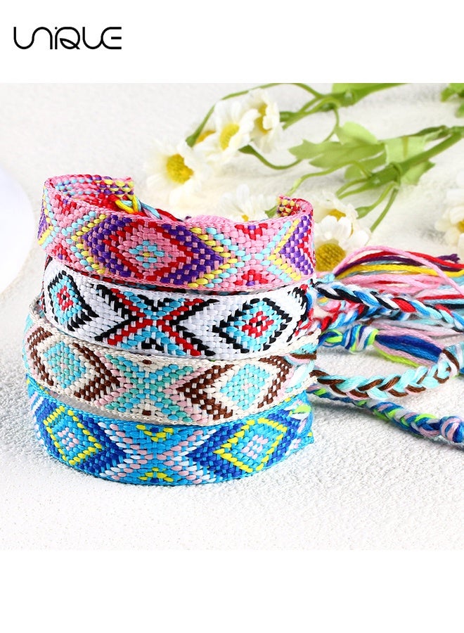 يونيك 12 قطعة أساور صداقة نيبالية محبوكة قابلة للتعديل - أساور مضفرة مصنوعة من خيوط القطن الملونة مع إغلاق بعقدة منزلقة للنساء والبنات والأطفال - Image 4