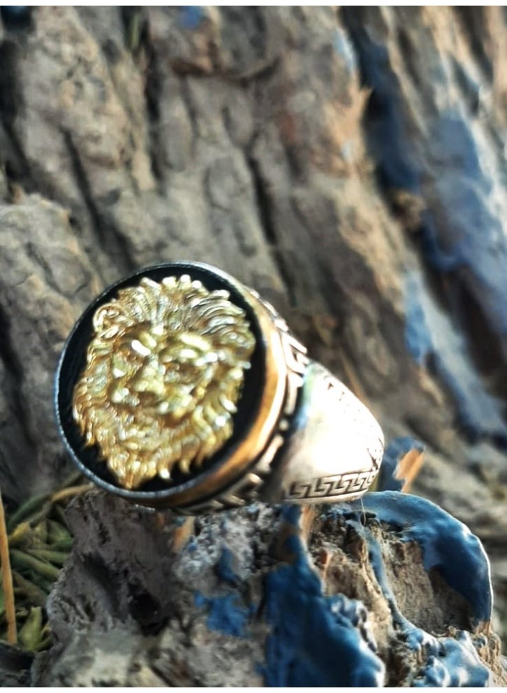 925 Sterling Silver Lion Face Ring Royal Design - Image 1