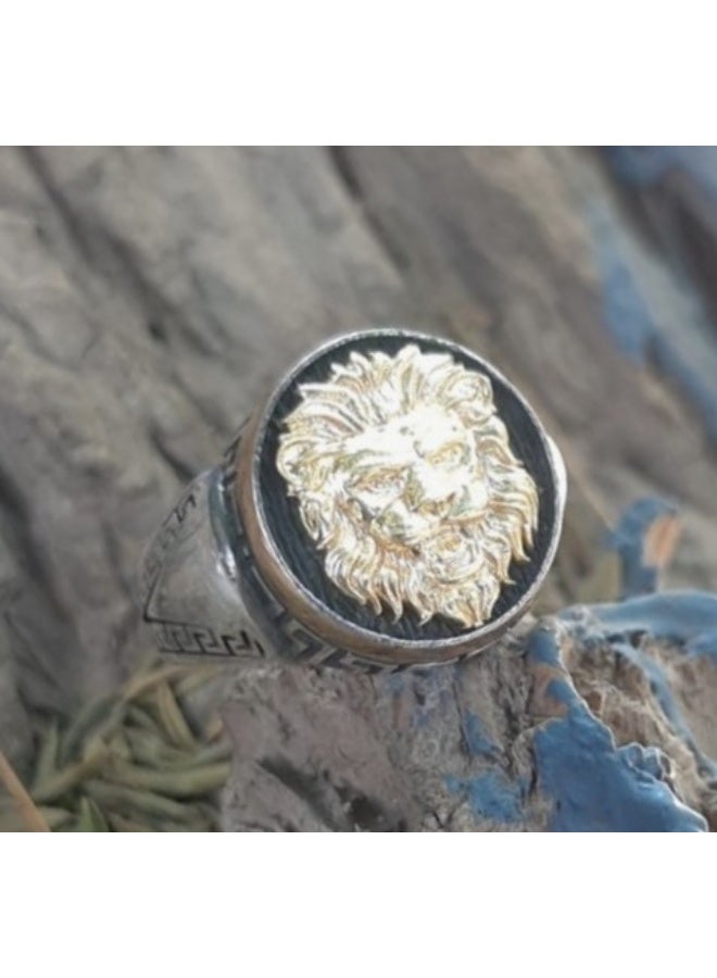 925 Sterling Silver Lion Face Ring Royal Design - Image 3