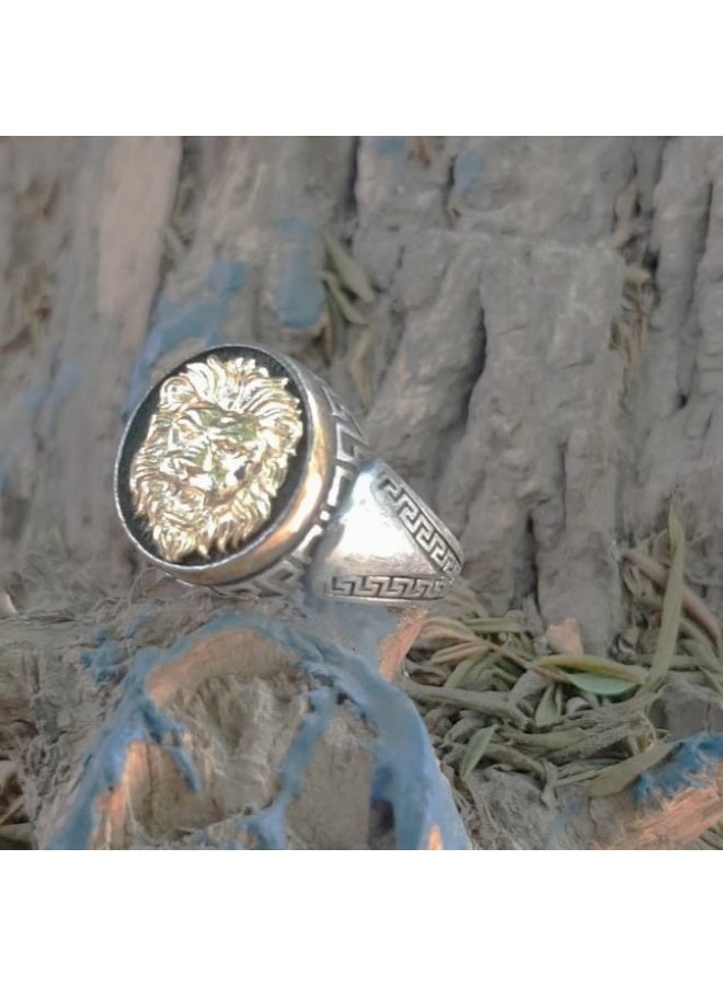 925 Sterling Silver Lion Face Ring Royal Design - Image 4